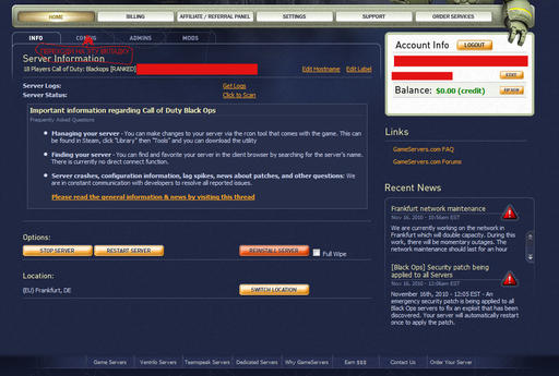 Call of Duty: Black Ops - Настройка рангового сервера Call of Duty: Black Ops